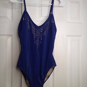 Vince Camuto Swim One Piece Bathing Suit Women 6 Cut Out Pattern Blue